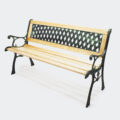 Zahradní lavička Inge ze dřeva a litiny s mřížkovým motivem