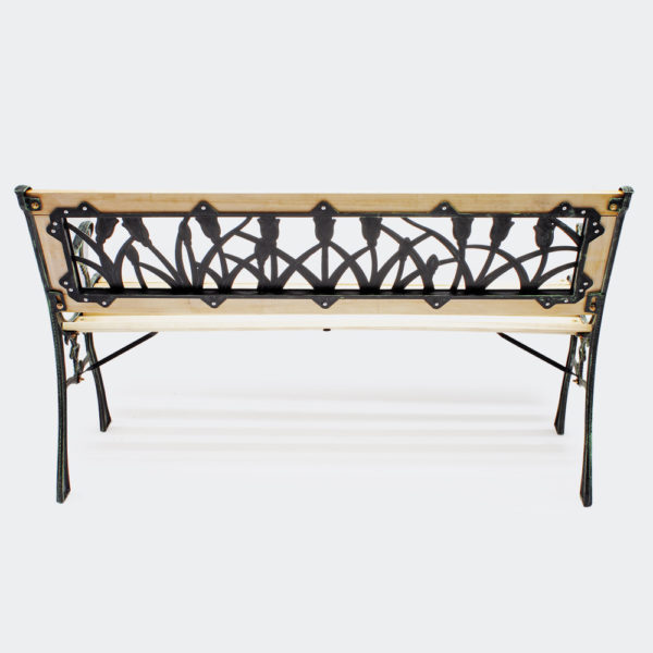 Zahradní lavička Ulrike vyrobená ze dřeva a litiny v provedení tulipánů