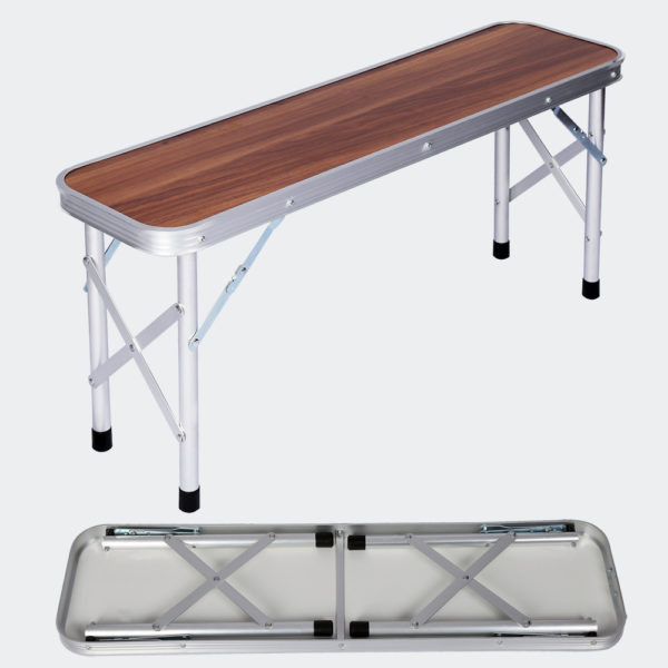 Hliníkový skládací stůl se dvěma lavicemi dřevěné provedení 90x66x70 cm