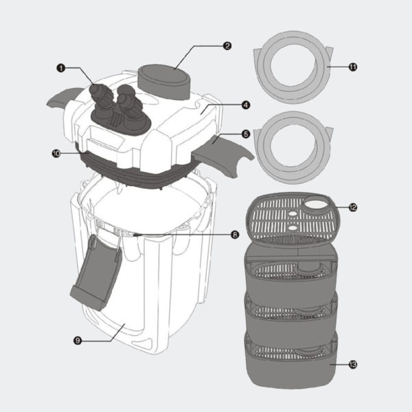 SunSun HW-702A externí akváriový filtr 1 000l/h 24Watt se 3 úrovněmi