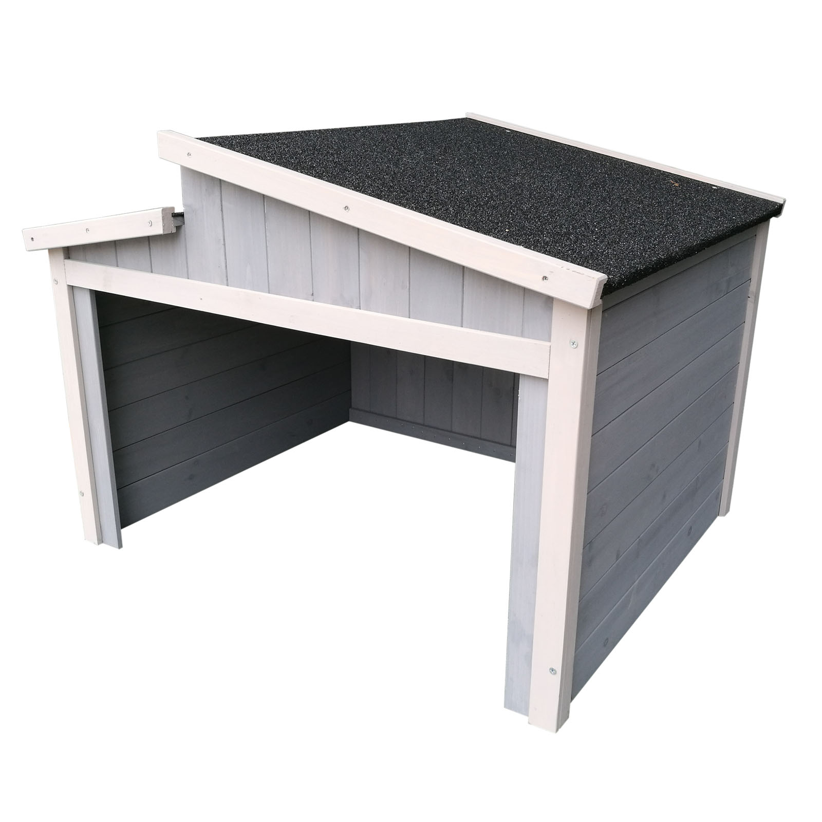 Robustní šikmá střešní garáž pro robotické sekačky