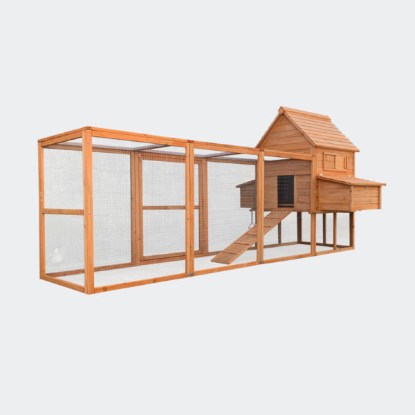 Kurník s kukaní červenohnědé dřevo 310x150x150cm