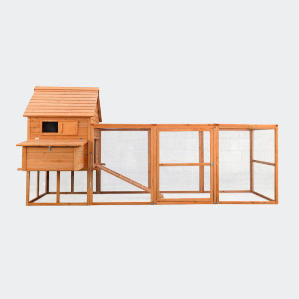 Kurník s kukaní červenohnědé dřevo 310x150x150cm
