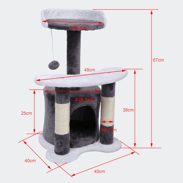 Škrabadlo pro kočky 65cm Šedá/bílá