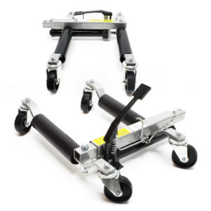 Pomůcka pro manévrování s autem 2x hydraulický zvedák na auto, 2 zvedáky, každý s nosností 680 kg, zvedák na auto do šířky pneumatiky 30 cm (BAZAR)