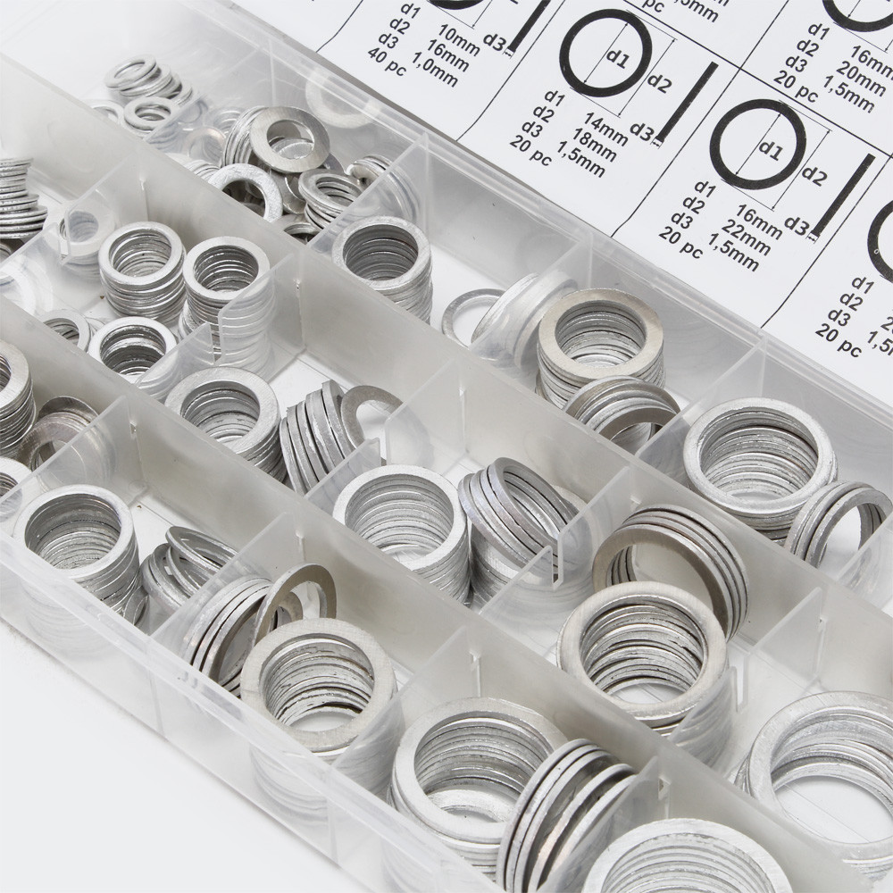 Hliníkový těsnící kroužky sada 450 ks v přehledně uspořádané plastové krabičce - Obrázek 2