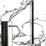 Solární vyhřívaná sprcha u bazénu 35L stříbrná barva