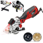 Mini okružní ruční pila s výkonem 705 W, 4500 ot / min, hloubkou řezu 28,5 mm a laserovým vodítkem