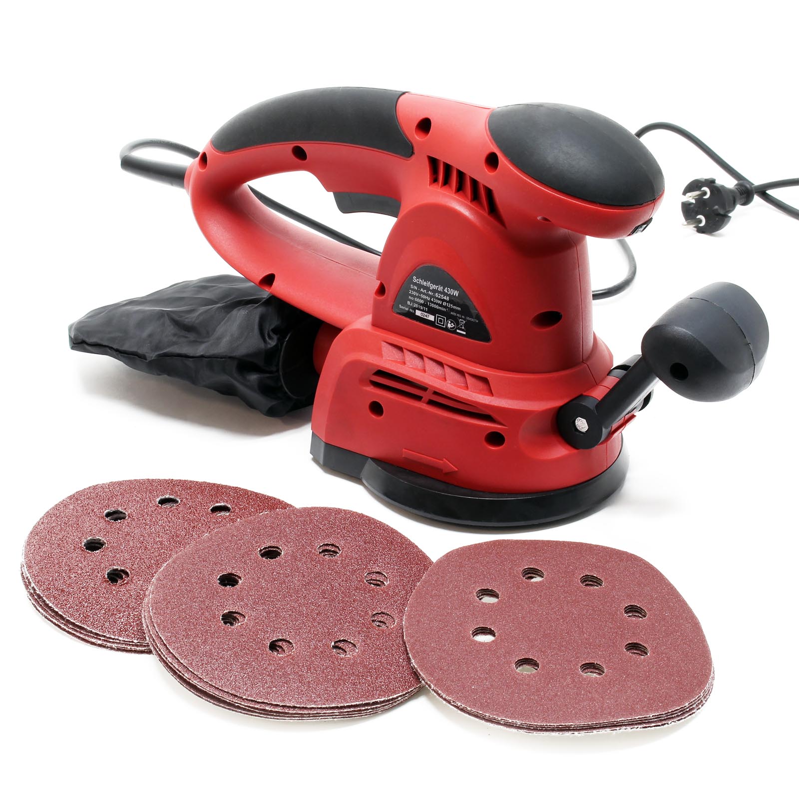 Excentrická bruska 430W s prachovým sáčkem a 16x brusným papírem