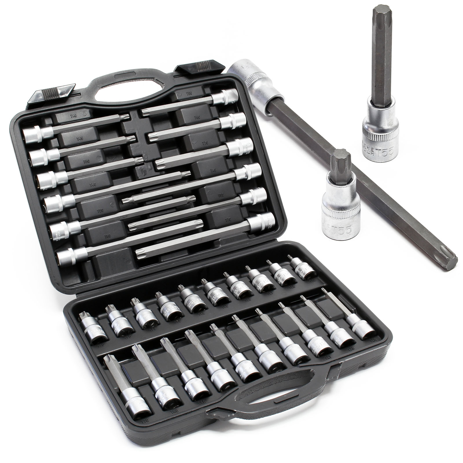 Sada nástrčných klíčů 32 kusů Star Bit z CrV s 1/2"