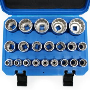 Sada nástrčných hlavic 1/2" 8–36 mm, 21 ks CrV v kufru