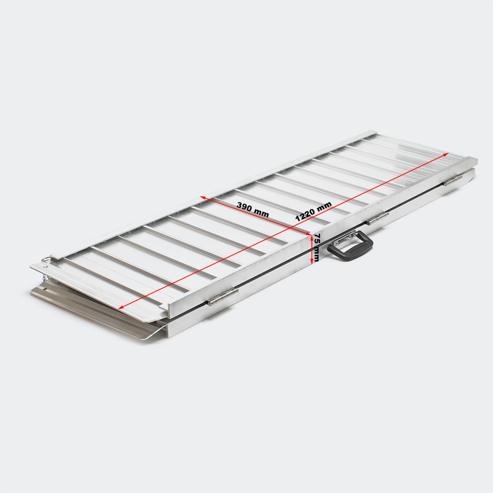 Rampa pro invalidní vozík Hliníková skládací protiskluzová 122cm 270kg - Obrázek 2