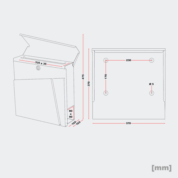 Designová poštovní schránka V23 z nerezové oceli Poštovní schránka na noviny