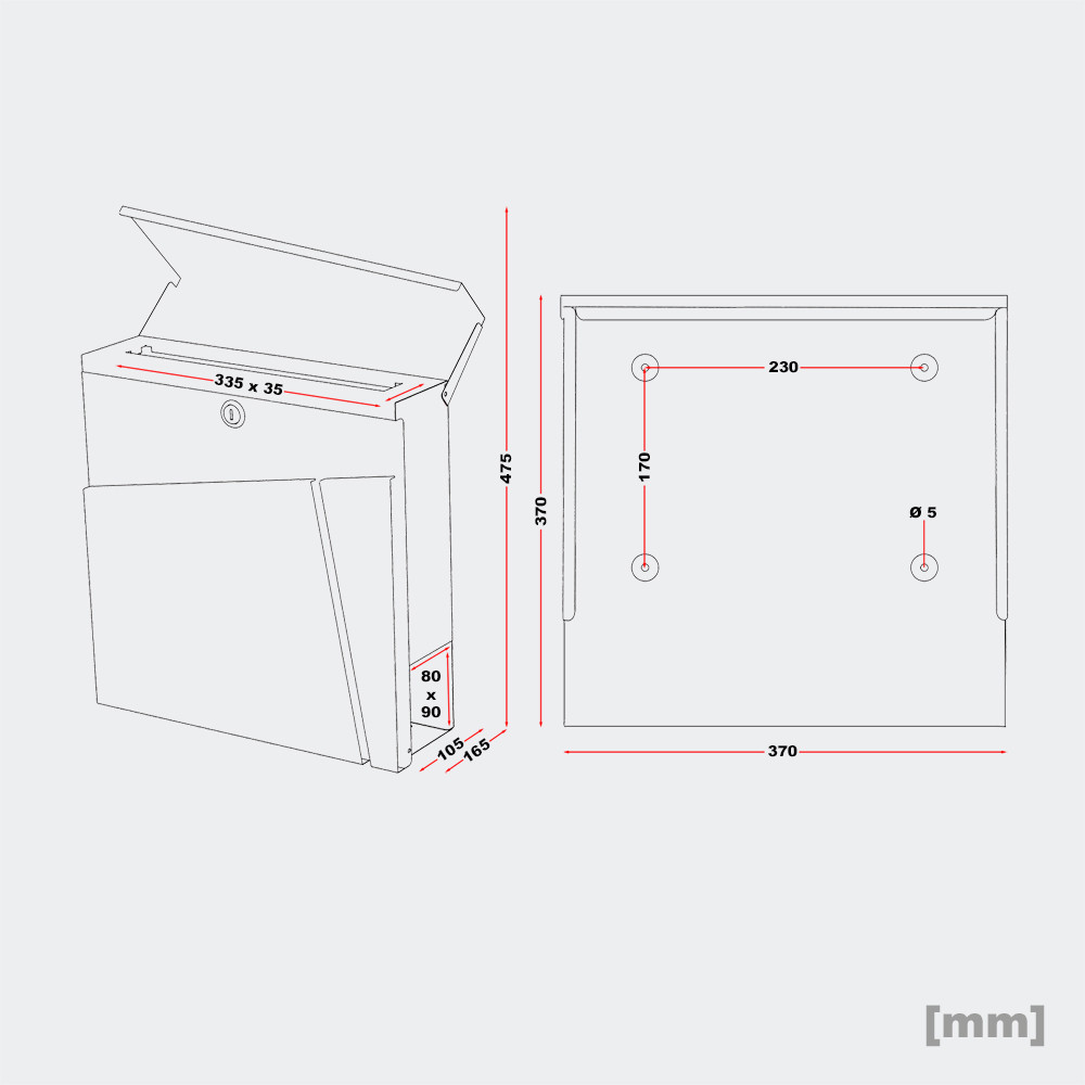 Designová poštovní schránka V23 z nerezové oceli Poštovní schránka na noviny