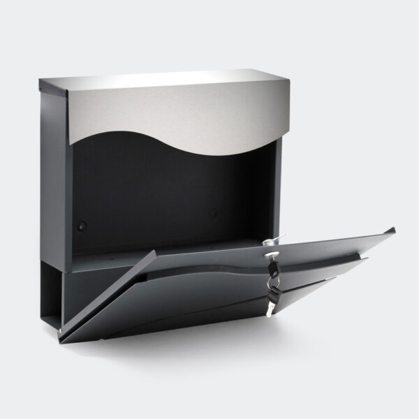 Designová poštovní schránka z pozinkované oceli s práškovým povrchem v nadčasově elegantním vzhledu.