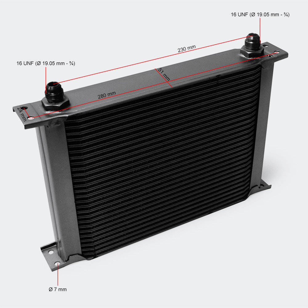 Hliníkový olejový chladič s 28 řadami černý pro tuning automobilů - Obrázek 2