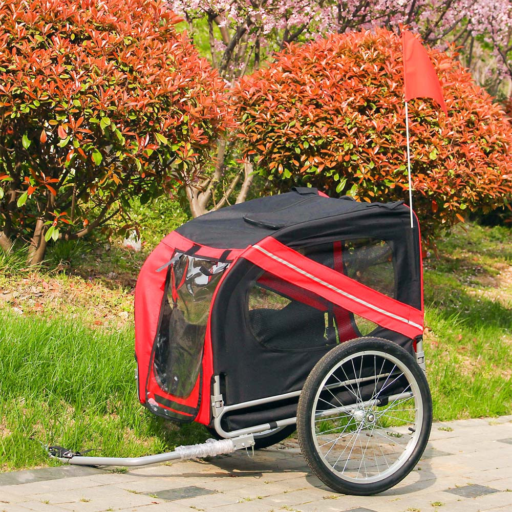 Přívěs pro jízdní kola s ochranou proti dešti v černo-červený - Obrázek 2