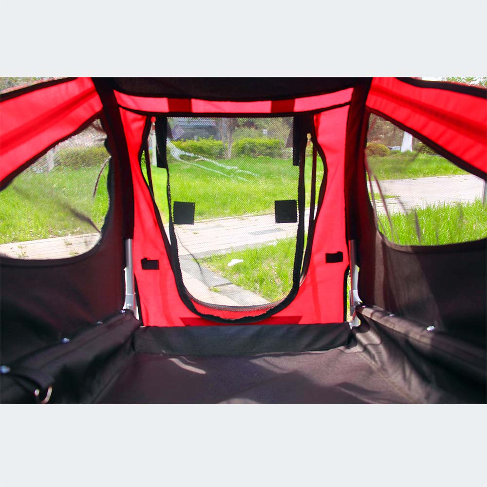 Přívěs pro jízdní kola s ochranou proti dešti v černo-červený - Obrázek 5