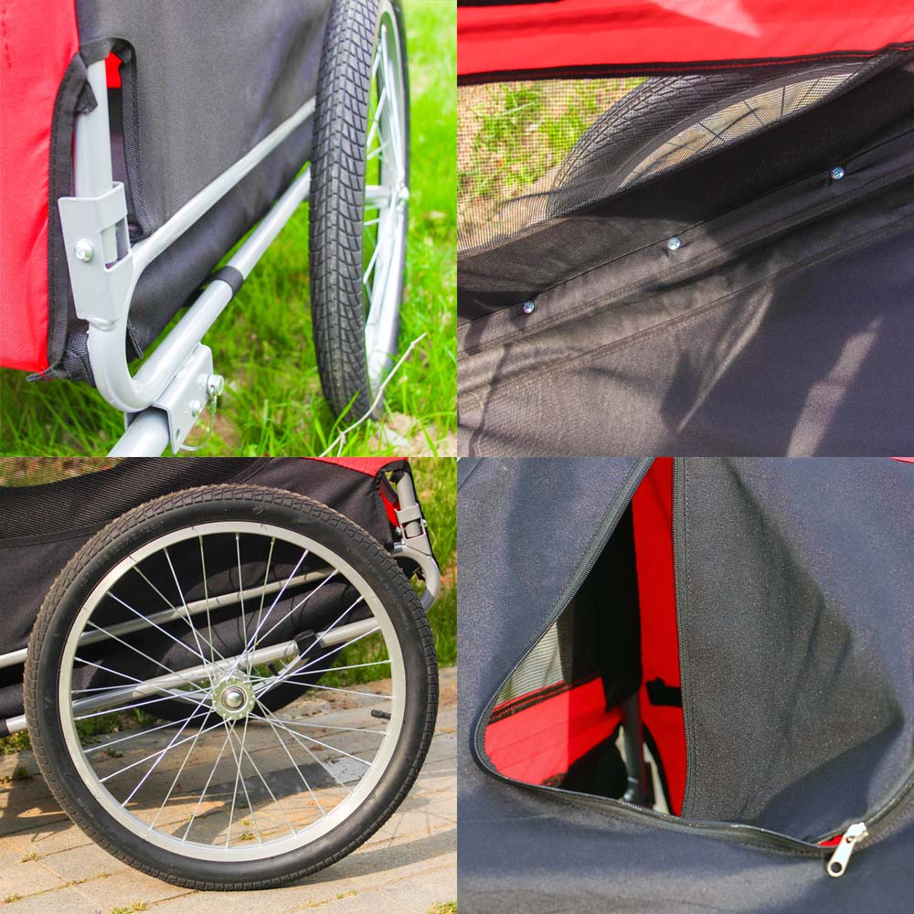 Přívěs pro jízdní kola s ochranou proti dešti v černo-červený - Obrázek 6