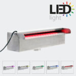 Nástěnný nerezový vodopád přeliv kaskády 40cm LED osvětlení