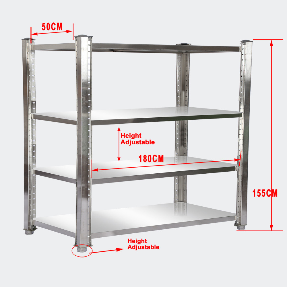 Sada rohové police z nerezové oceli, 1 rohový ks. & 90 a 180x50x155cm - Obrázek 4