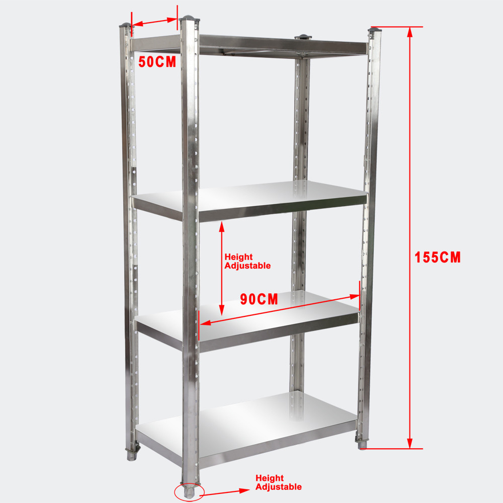Sada rohové police z nerezové oceli, 1 rohový ks. & 90 a 180x50x155cm - Obrázek 5