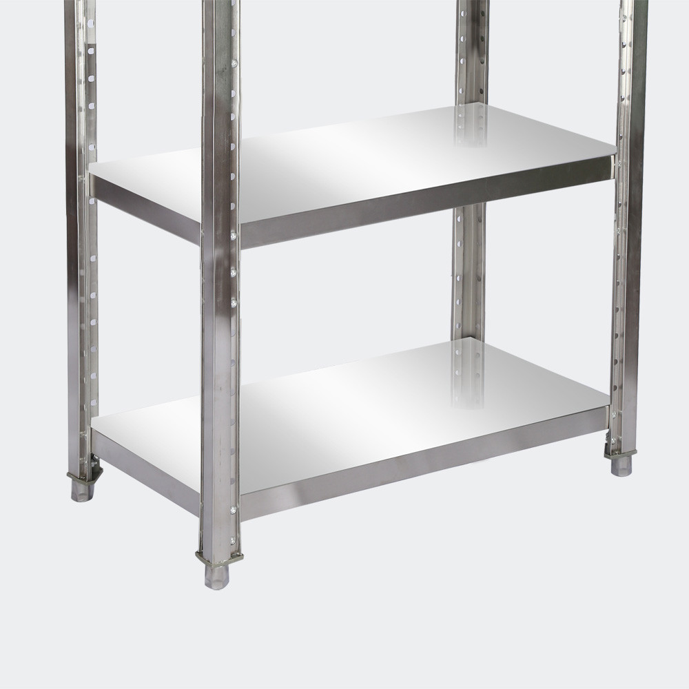 Sada rohových polic z nerezové oceli, 1 rohová a 2 police 150x50x155cm - Obrázek 5