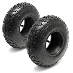 Sada pneumatik pro sekačku na trávu 2x pneumatiky 2x duše 11x4.00-4 4PR úhlový ventil