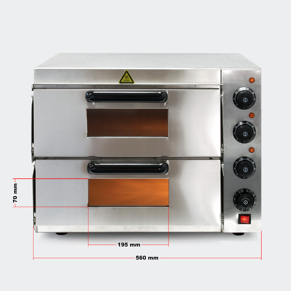 2patrová pec na pizzu 3000W s cordieritovým kamenem - Obrázek 3