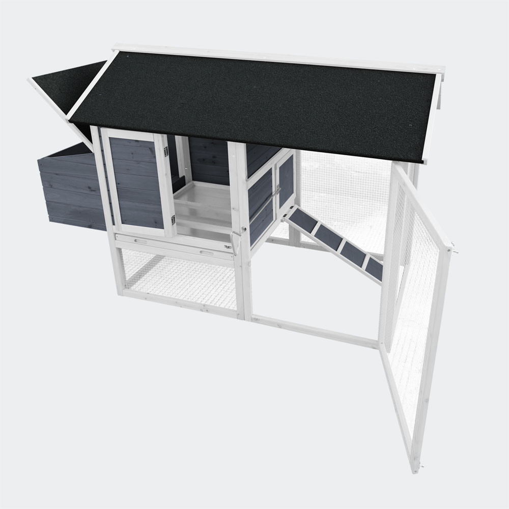 Kurník s výběhem a zvýšeným úkrytem šedý 1710x800x1100mm - Obrázek 2