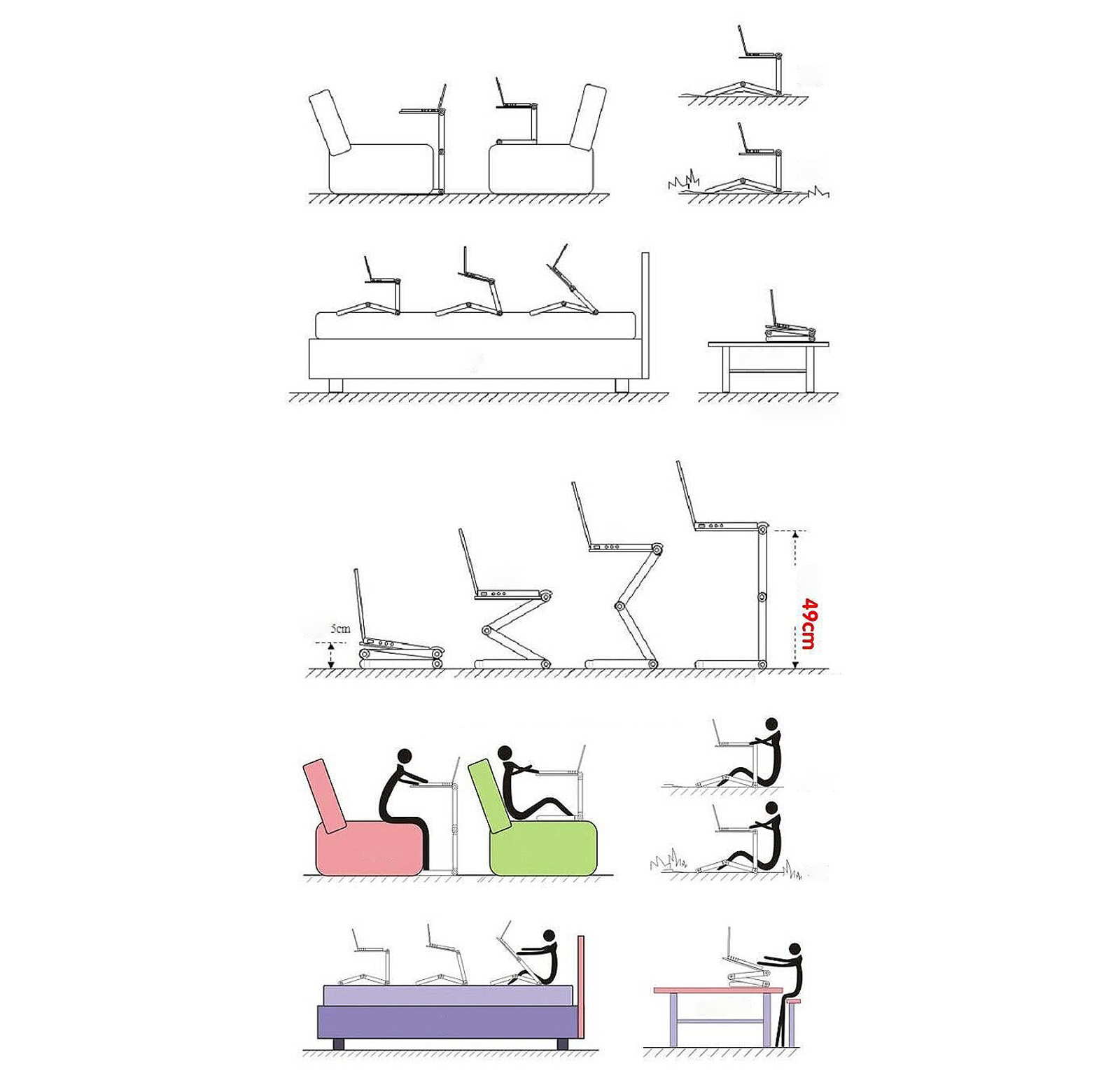 Stolek pod notebook skládací 0-360° - Obrázek 3