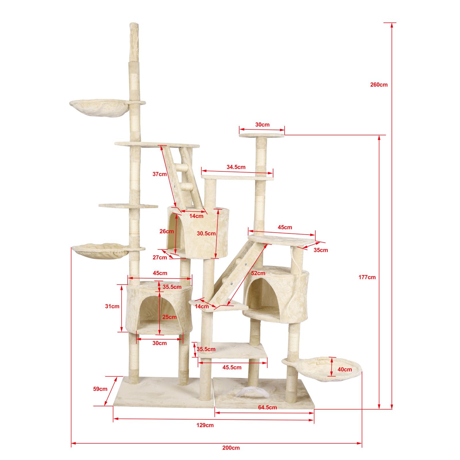 Škrabadlo 230-260 cm béžové s domečky a lehátky - Obrázek 6