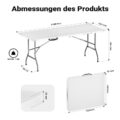 Skládací kempingový stůl 180 × 75 × 74 cm s šedou deskou a madlem