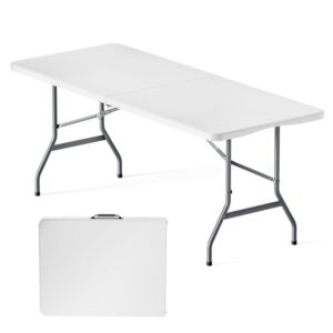 Skládací kempingový stůl 180 × 75 × 74 cm s šedou deskou a madlem