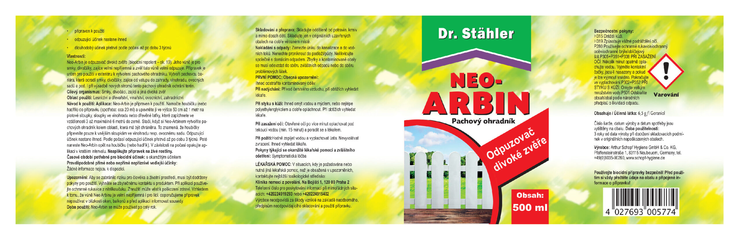 Pachový ohradník proti divoké zvěři DR.STÄHLER NEO-ARBIN 500ml - Obrázek 2