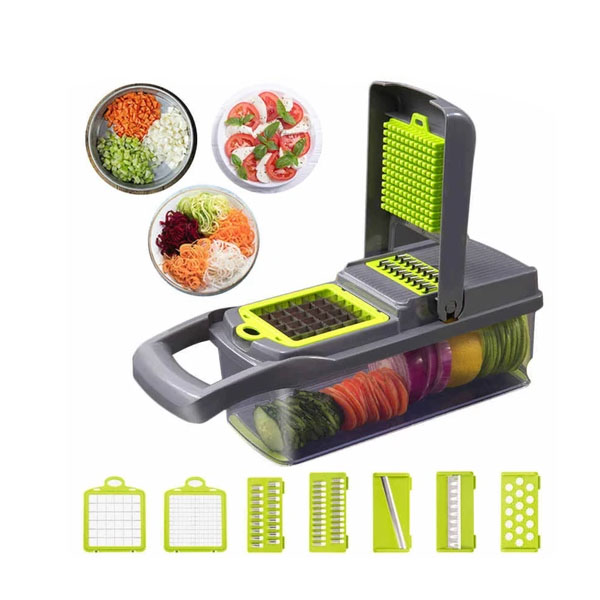 Kitchenmuh Vegetable Chopper, 15 in 1 Multifunctional Mandoline Slicer with  Container –