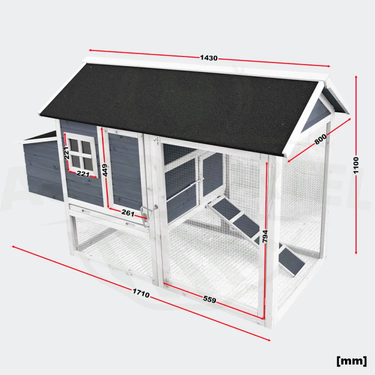 DŘEVĚNÝ KURNÍK VADUZ, 1710X800X1100 MM - Obrázek 3
