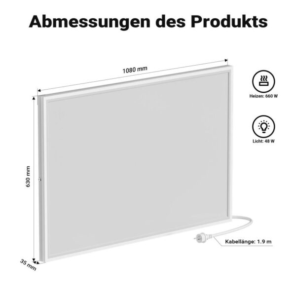 Stropní infra topení 660 W s LED osvětlením