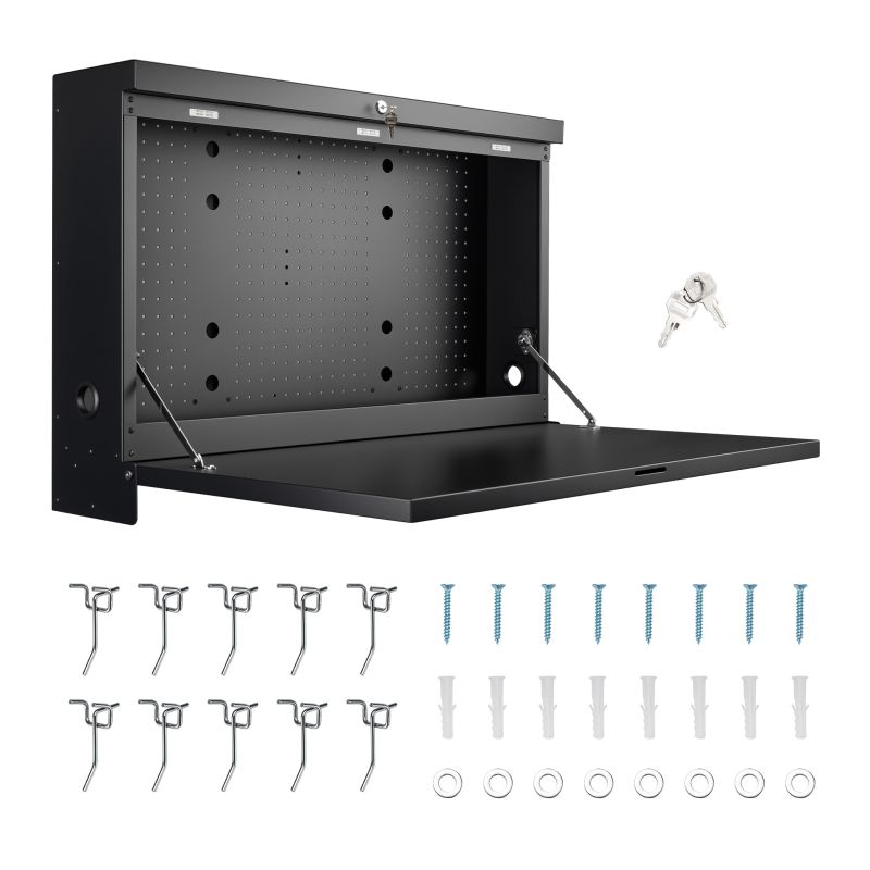 Pracovní stůl k montáži na stěnu do 50 kg, 91,2x69x61 cm, uzamykatelný pracovní stůl se 2 klíči
