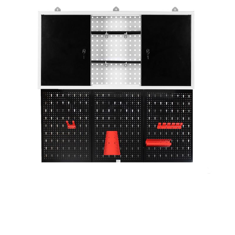 Sada nástěnné skříně na nářadí XPOtool, 3x perforovaná stěna a 1x nástěnná skříňka