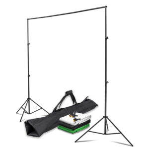 Instarter pozadí systém 1,55-3,05 m široký I se 3 pozadími (zelené, černé, bílé), svorky pro fotografování a zelené plátno I Systém foto pozadí studio I Pro pozadí z papíru a látky