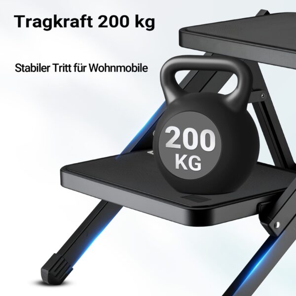 Dvojitá kempingová stupačka 200 kg se dvěma černými schůdky