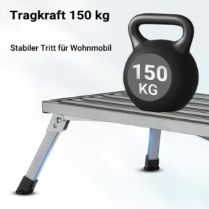 Skládací nášlapná stolička pro karavan z oceli s nosností 150 kg