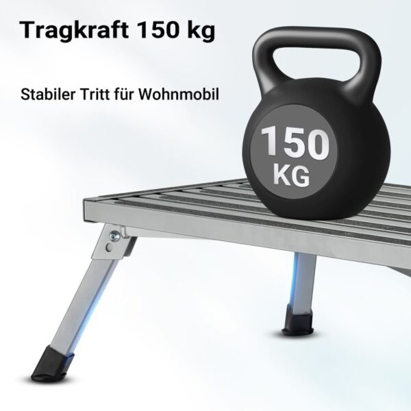 Skládací nášlapná stolička pro karavan z oceli s nosností 150 kg
