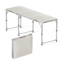 Výškově nastavitelný kempingový stůl 180 × 60 cm s bílou deskou