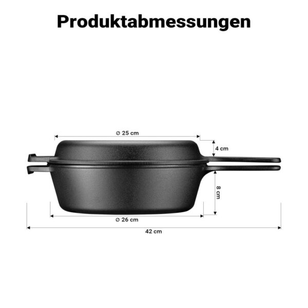 Litinový Dutch oven 4,6 l 2v1 s poklicí jako pánví