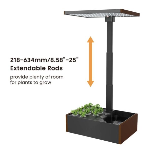Hydroponická zahrádka pro 20 rostlin s LED osvětlením v hnědé barvě