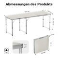 Výškově nastavitelný kempingový stůl 180 × 60 cm s bílou deskou