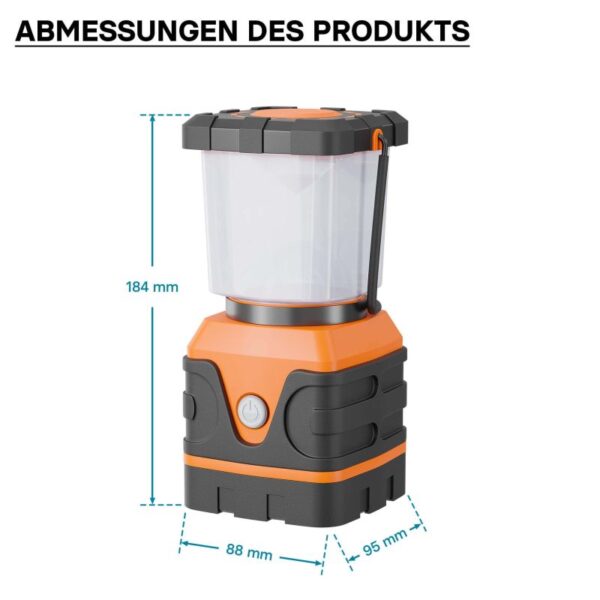 Bateriová kempingová lampa se 4 režimy svícení a hákem
