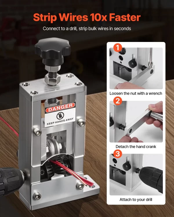 Kompaktní loupačka kabelů do 25 mm s ruční klikou pro vrtačku
